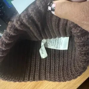 Fendi | Accessories | Fendi Chocolate Brown Ribbed Knit Hat  display picture 2